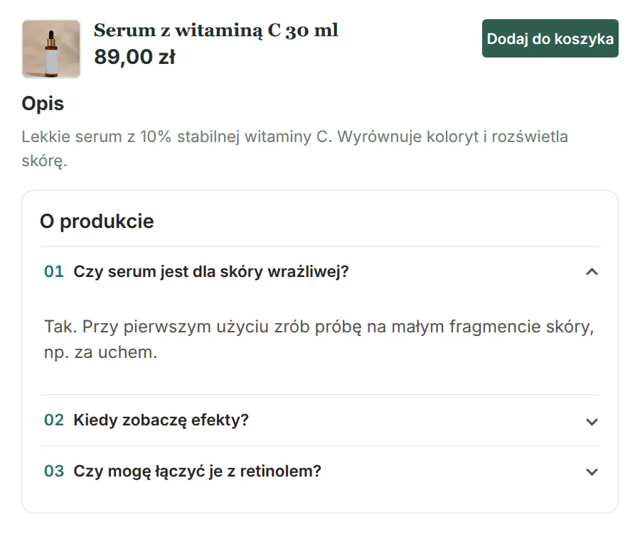 Pytania z numerami 01, 02, 03 i otwartą odpowiedzią na pierwsze pytanie